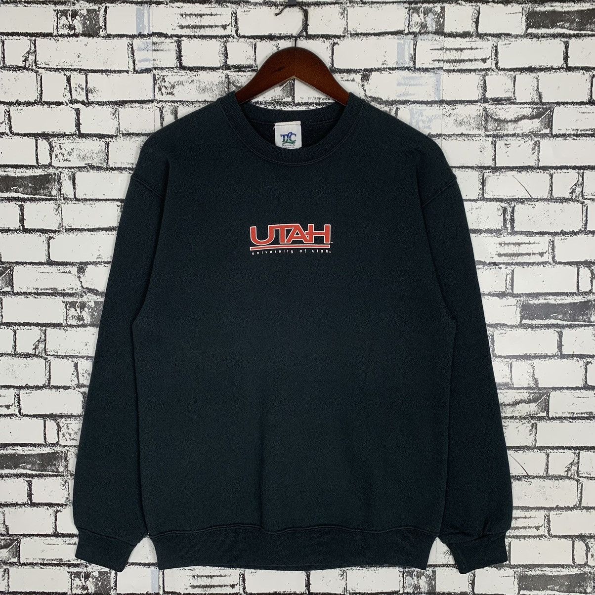 image of Made In USA x Viceroy University Vintage Tlc Sportwear Utah University Of Utah Sweatshirt in Black 