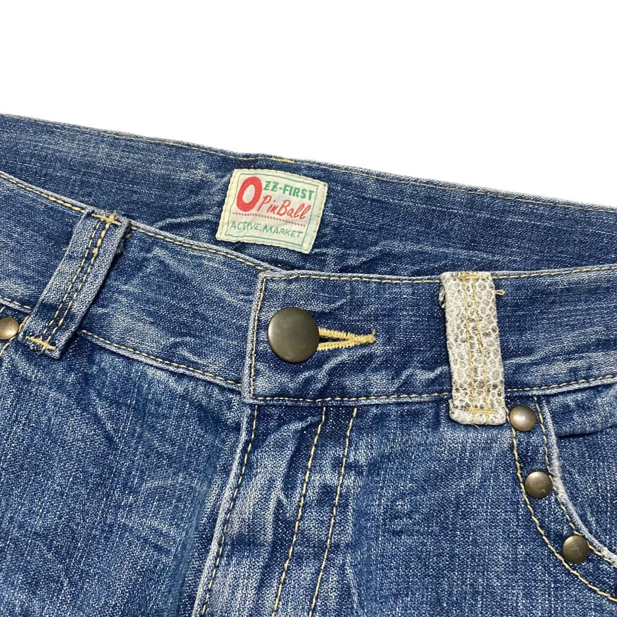 Japanese Brand OZZ FIRST PINBALL Denim Flare Jeans Studded Size US 34 / EU 50 - 6 Thumbnail