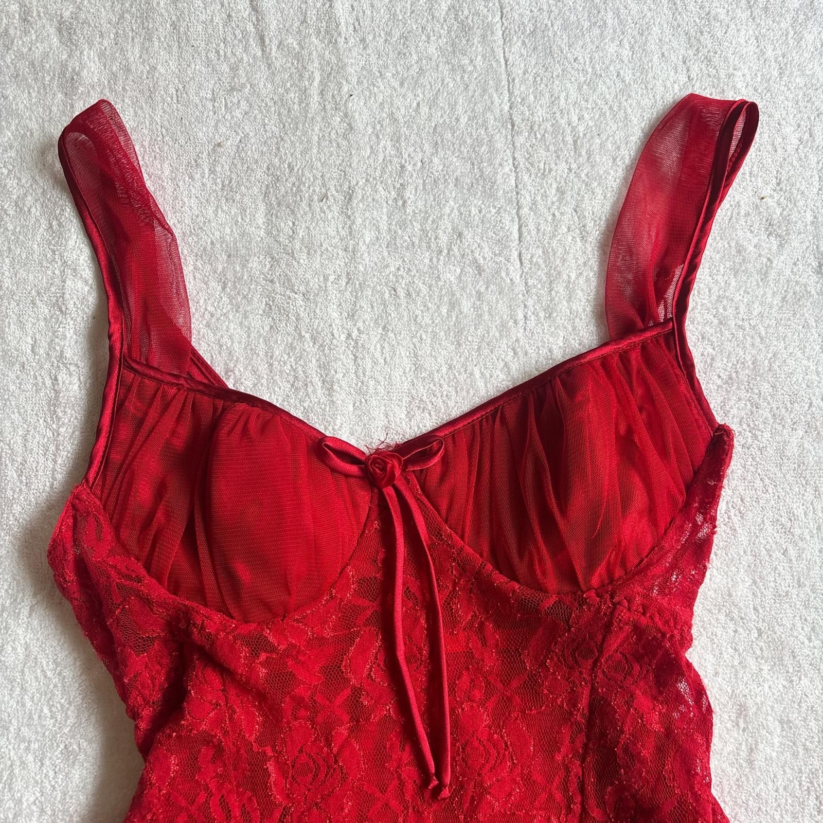 Other vintage red lace lingerie slip top Size L / US 10 / IT 46 - 3 Thumbnail