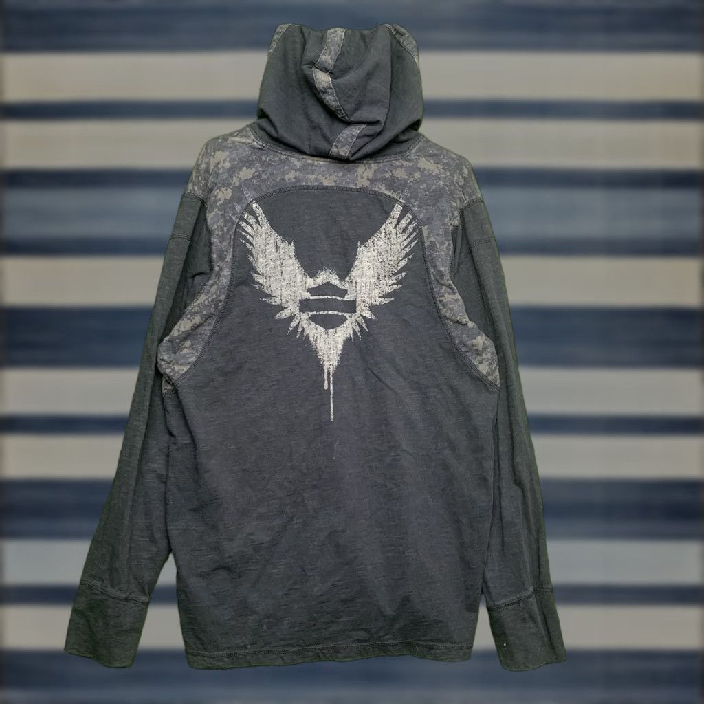 Harley Davidson VINTAGE Harley-Davidson Hoodie Mens Medium Lightweight 90s Grunge Biker Wings Black Cotton Pullover Size US M / EU 48-50 / 2 - 1 Thumbnail