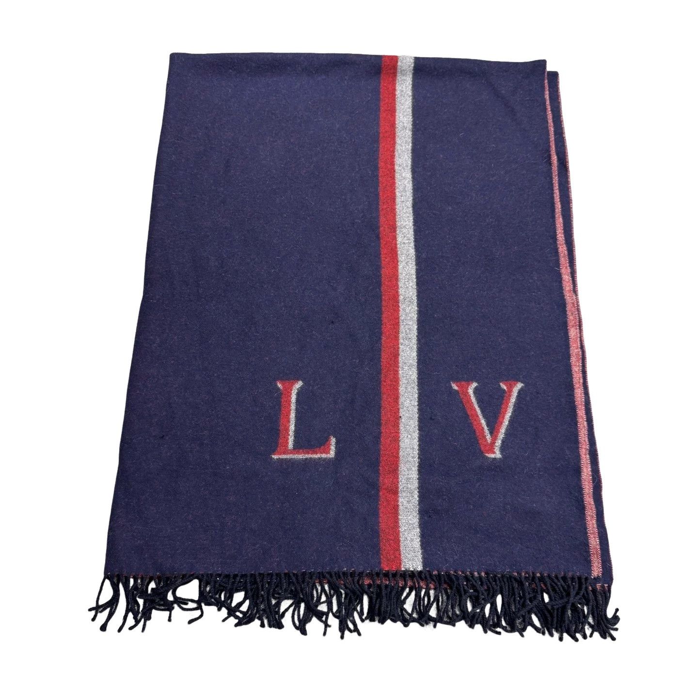 Louis Vuitton Louis Vuitton Striped Logo Wool Blanket Size One Size Size ONE SIZE - 1 Thumbnail