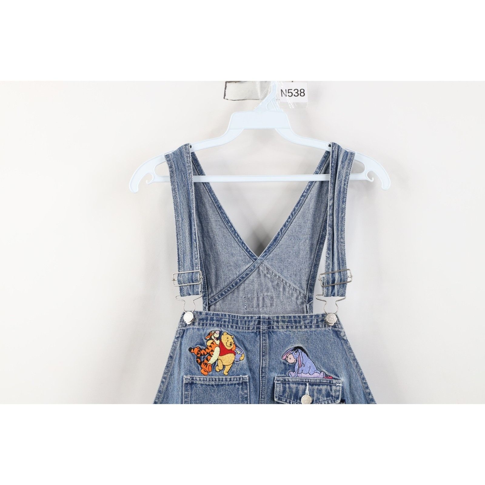 Disney Vintage 90s Disney Winnie the Pooh Denim Jean Shortalls Size 34" / US 12 / IT 48 - 2 Thumbnail