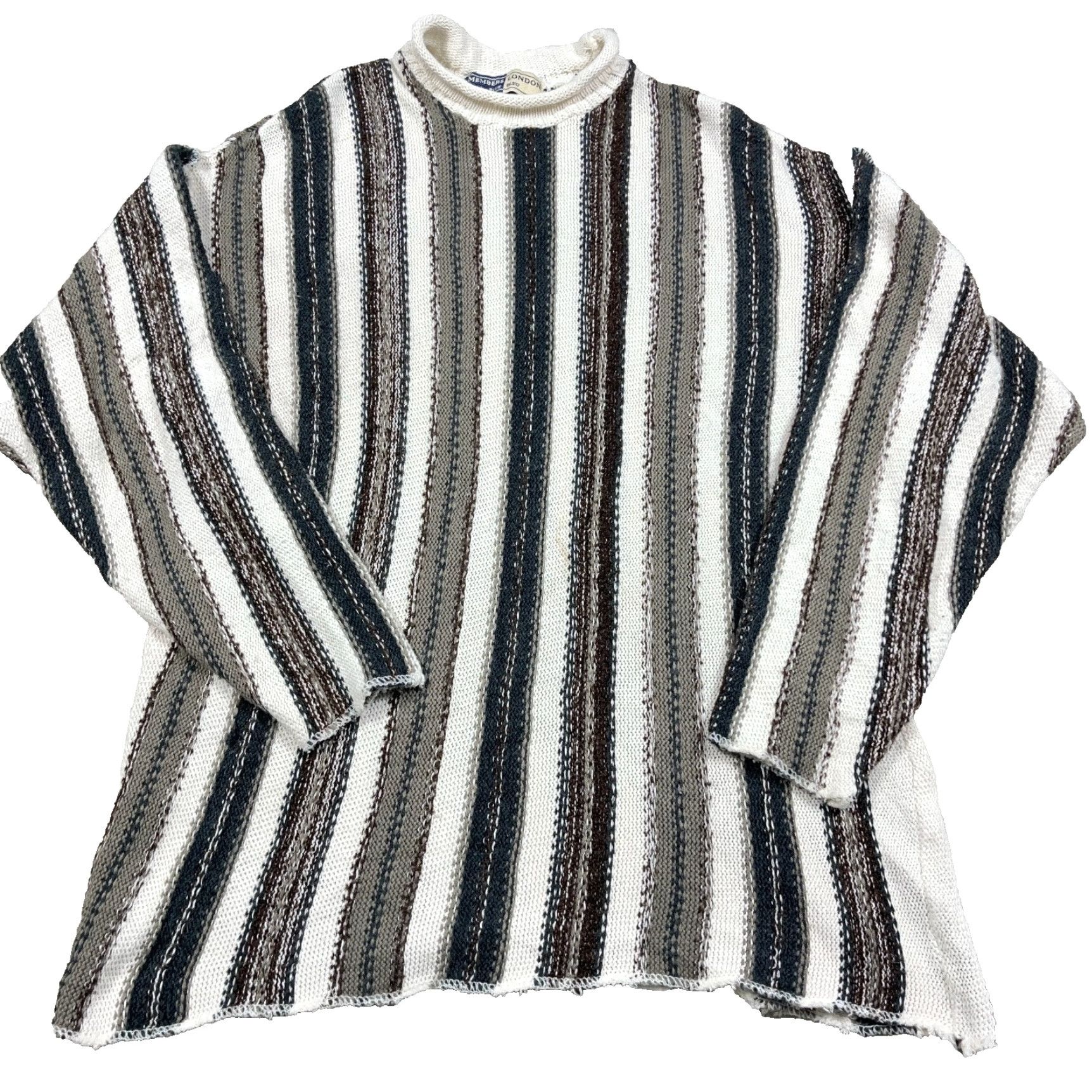 Vintage VINTAGE Members London Sweater Shirt Men L Tan Gray Striped Textured Rolled Neck Cotton Pullover Turtleneck Logo All Seasons Casual Business 90s Size US L / EU 52-54 / 3 - 2 Thumbnail