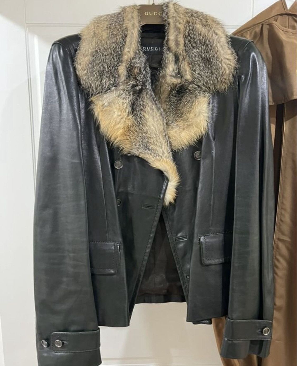 Gucci Gucci FW2007 Runway Fox Fur Detail Leather Biker Jacket Size US L / EU 52-54 / 3 - 4 Thumbnail