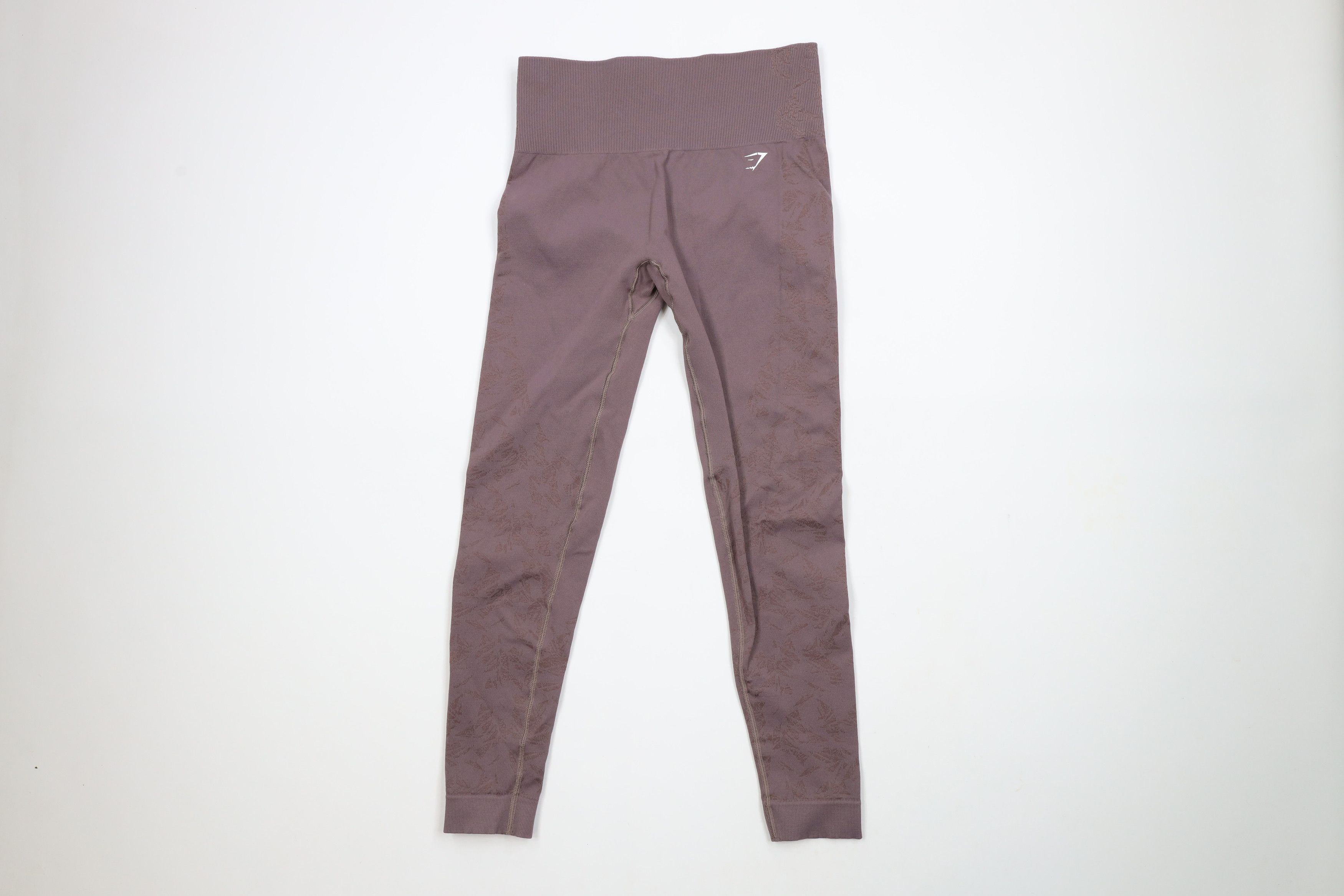 Gymshark × Vintage Gymshark Geometric Ribbed Spandex Gym Leggings Purple Size 26" / US 2 / IT 38 - 1 Thumbnail