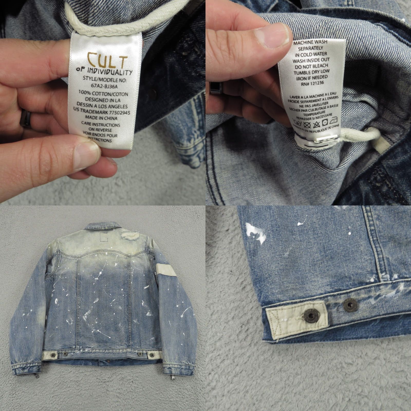 Cult Of Individuality Cult of Individuality Mens XXL Jeans Jacket Selvedge Denim Biker Distressed Punk Vintage USA Size US 39 - 8 Thumbnail