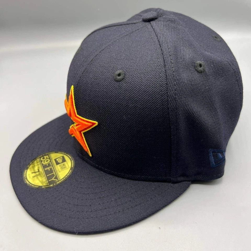 New Era Houston Astros Hat Men 7 5/8 59Fifty New Era MLB Fitted Cap Size ONE SIZE - 4 Thumbnail