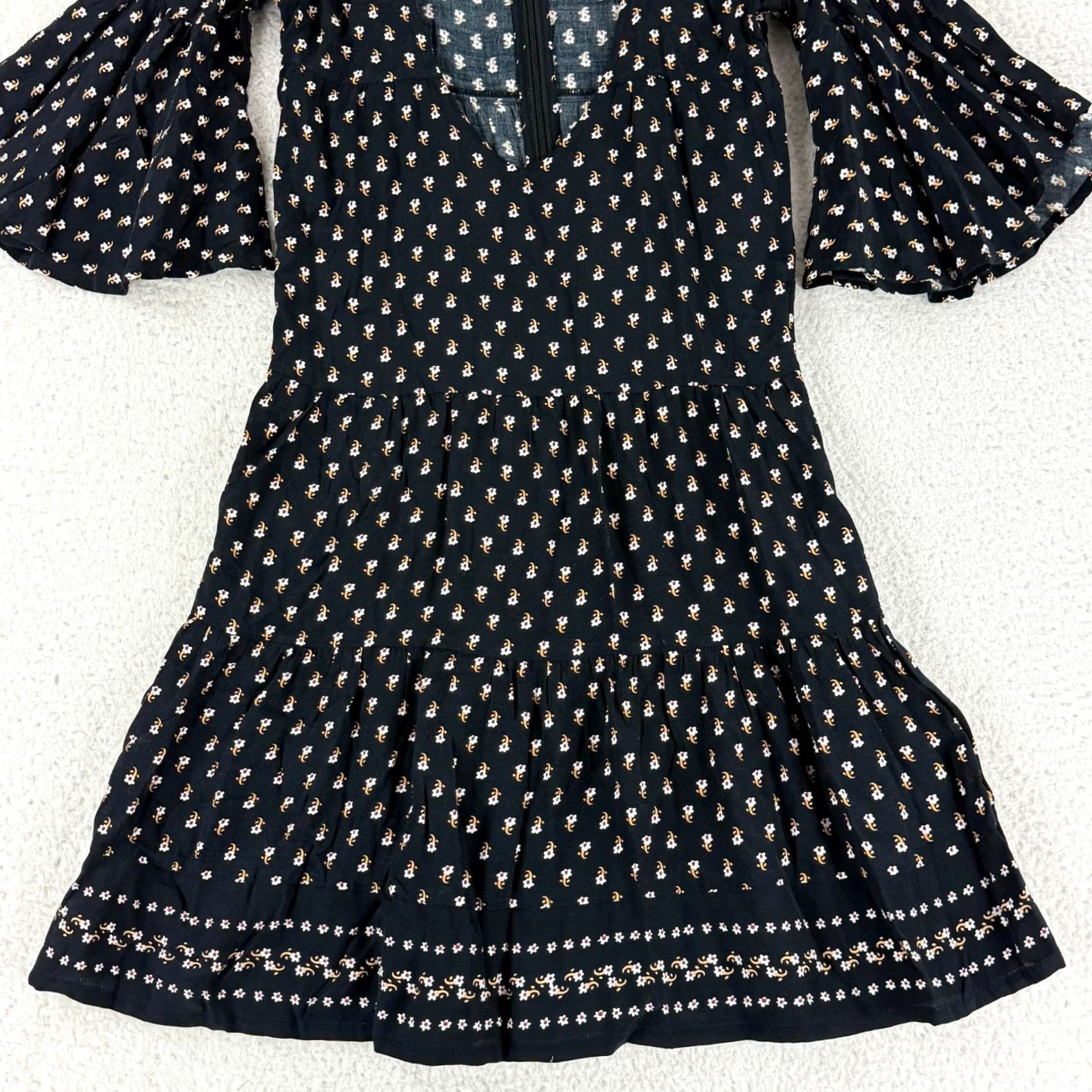 Vintage Faithfull The Brand x Anthropologie Fresa Dress Womens 2 Black Floral Tunic Dress Size XS / US 0-2 / IT 36-38 - 4 Thumbnail