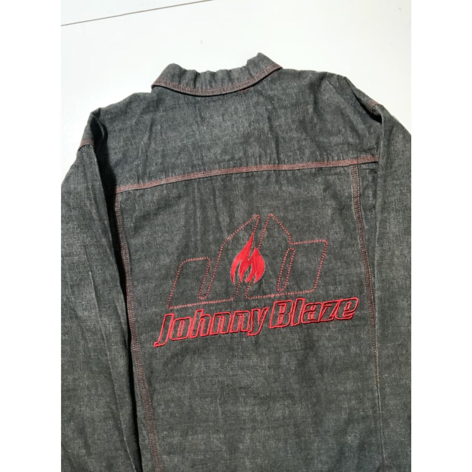 Denime VTG Johnny Blaze Denim Jacket - Jeans Trucker Baseball Style Hip Hop Black Size L Mens Size US 33 - 4 Thumbnail