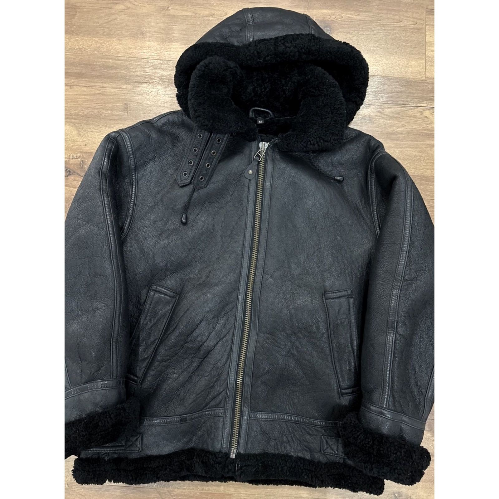 Vintage VINTAGE Infinity Mens Black B3 Air force Shearling Sheepskin Aviator Pilot Flying Jacket USA MADE Bomber Jacket M Size US M / EU 48-50 / 2 - 2 Thumbnail