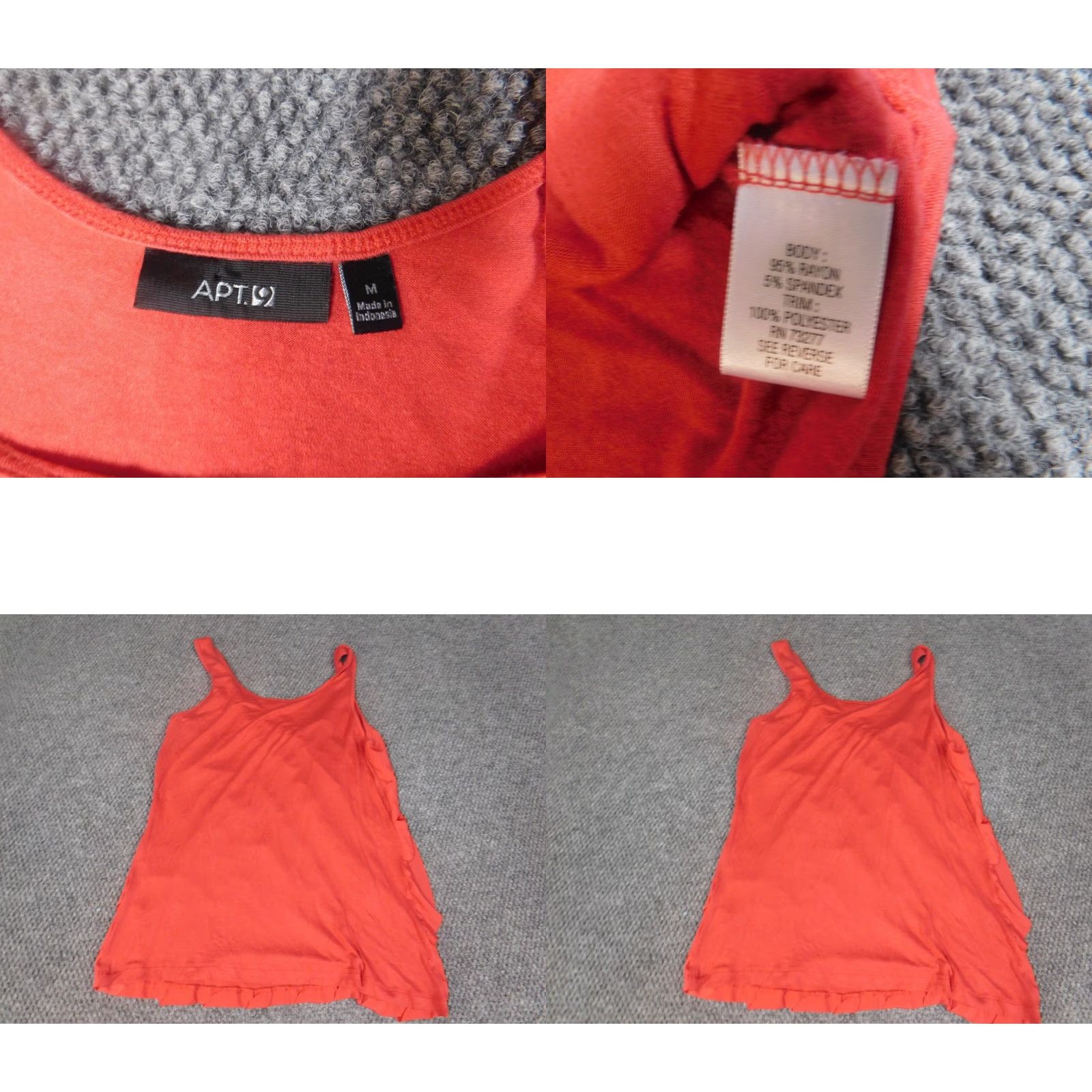 Apt. 9 Apt. 9 Blouse Women M Red Cap Sleeve Crew Neck Pullover Ruffle Button Solid Rayon Casual Basic Stretch Size M / US 6-8 / IT 42-44 - 8 Thumbnail