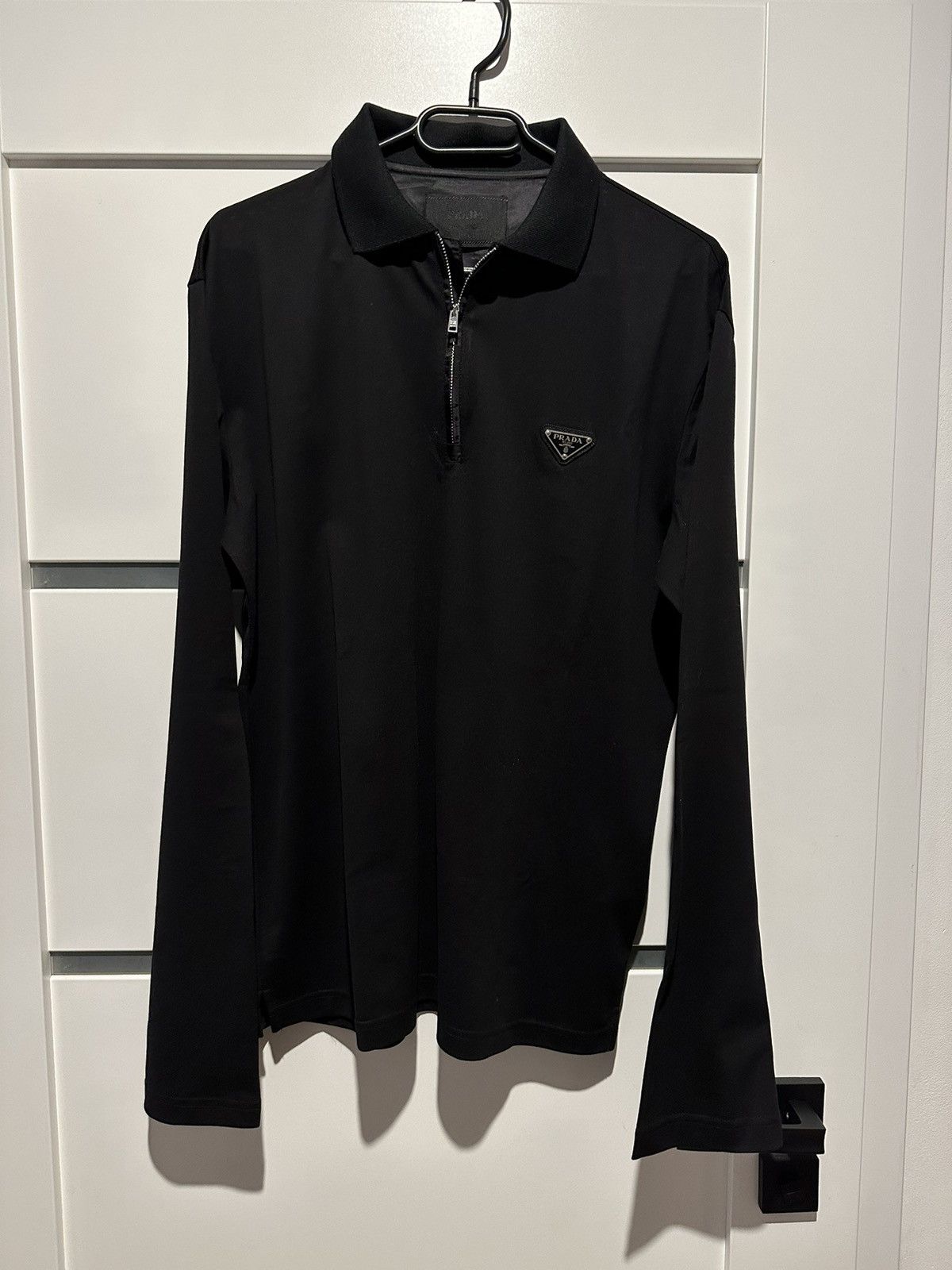 Prada Prada Long-sleeved piqué and Re-Nylon polo shirt | Grailed