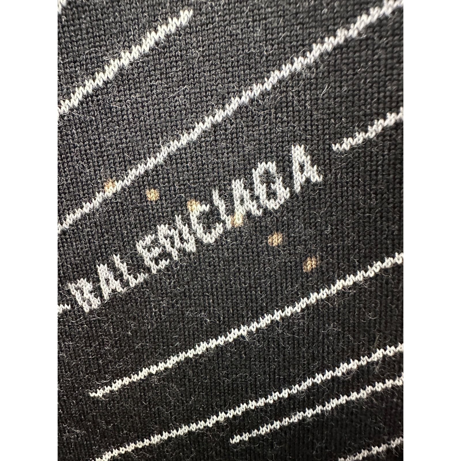 Balenciaga NWT Balenciaga Logo Intarsia Wool-Blend Sweater Black Men's Size US XL / EU 56 / 4 - 5 Thumbnail