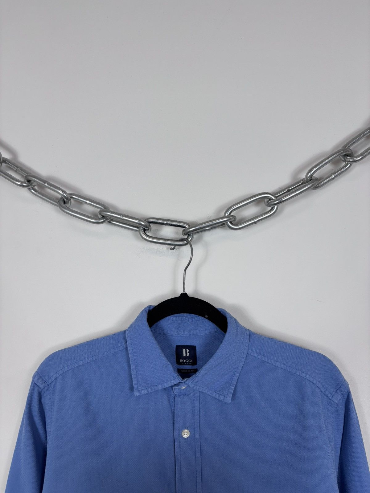 Boggi Boggi Milano Men’s Regular Fit Blue Cotton Button Up Shirt Size US M / EU 48-50 / 2 - 3 Thumbnail