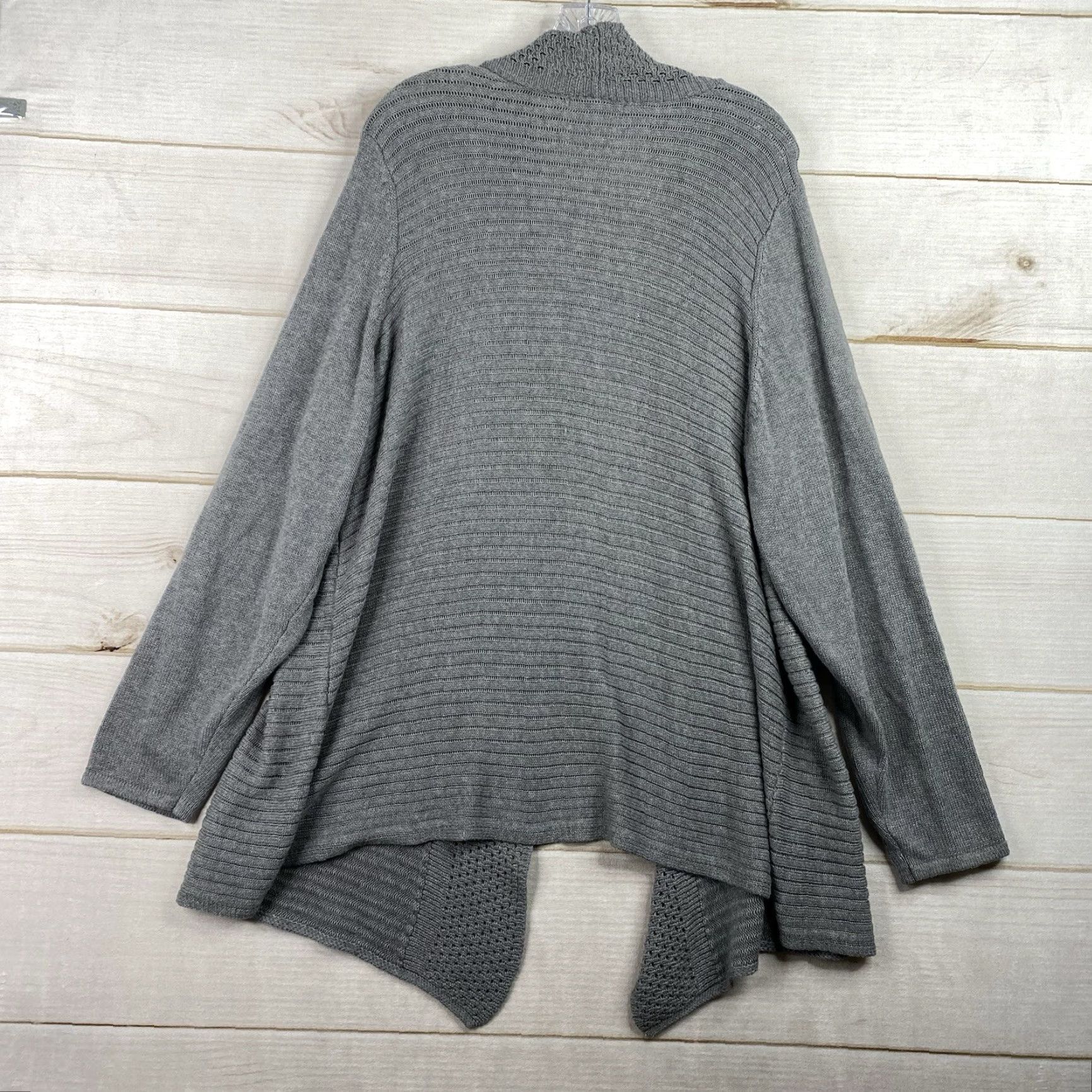 Vintage Daisy Fuentes Cardigan Womens 2X Gray Open Front Cable Knit Sweater Draped Cardigan Women 2X Gray Open Front Knit Sweater Casual Chic Size XXL / US 16-18 / IT 52-54 - 4 Thumbnail