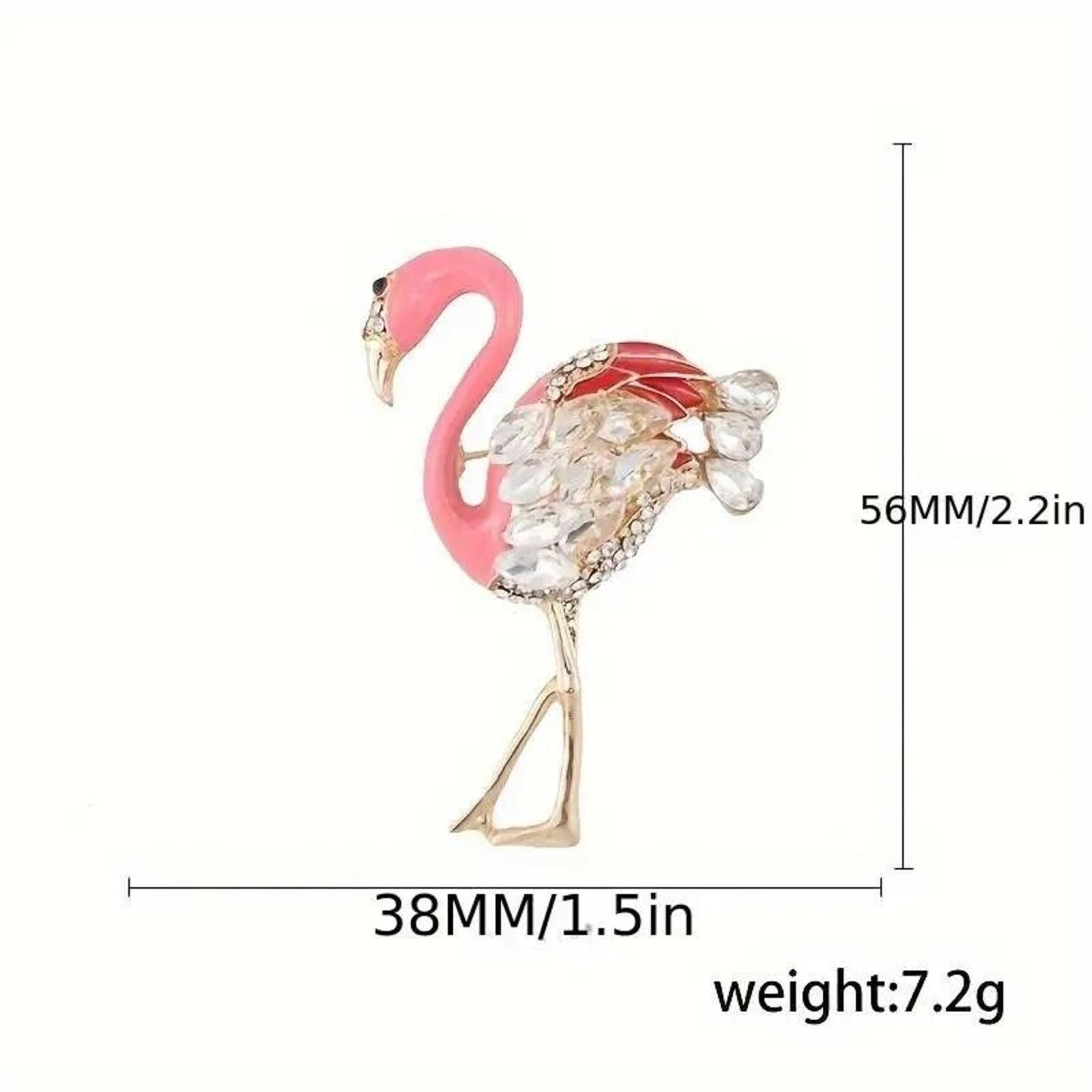 Other Pink Flamingo Brooch • Red & Pink Enamel • Rhinestones Size ONE SIZE - 3 Thumbnail