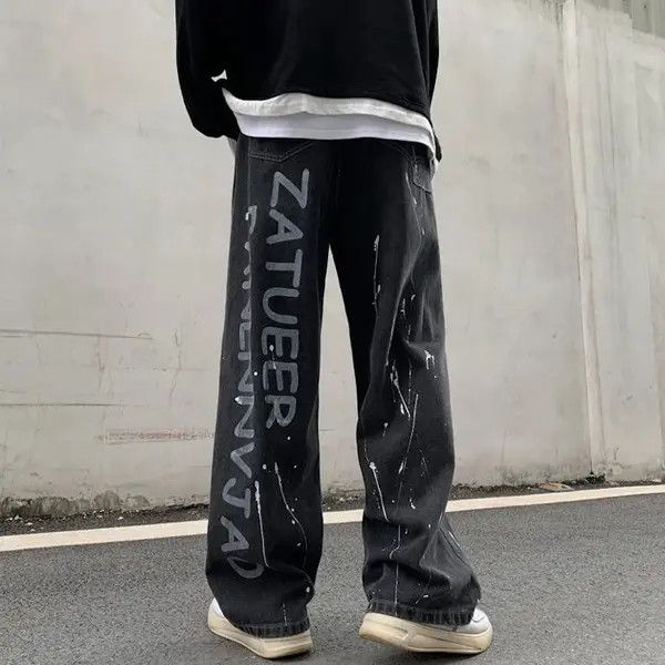 Jean Bandana Patchwork Straight Leg Baggy Jeans Size US 30 / EU 46 - 4 Thumbnail