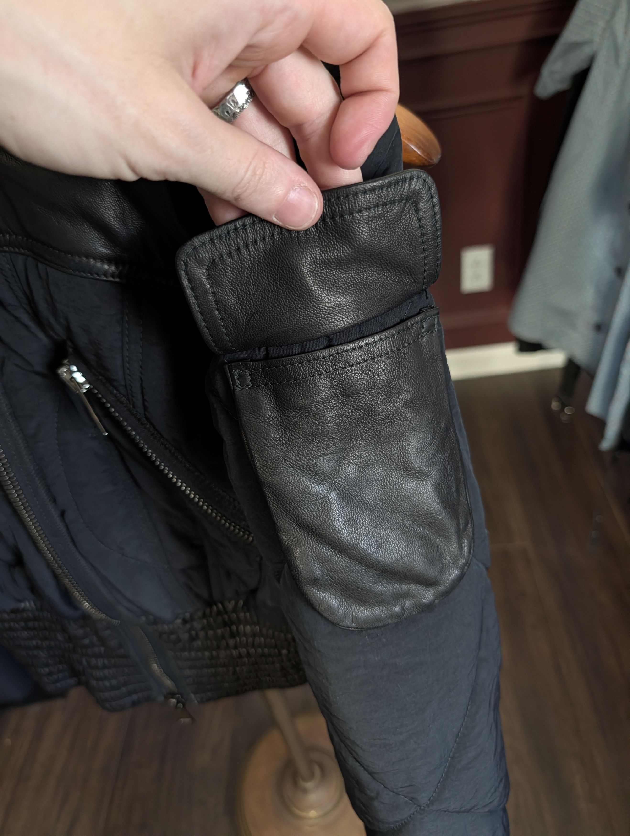Italia Independent RONCARATI Lamb Leather Quilted Nylon Cropped Bomber Size M / US 6-8 / IT 42-44 - 4 Thumbnail