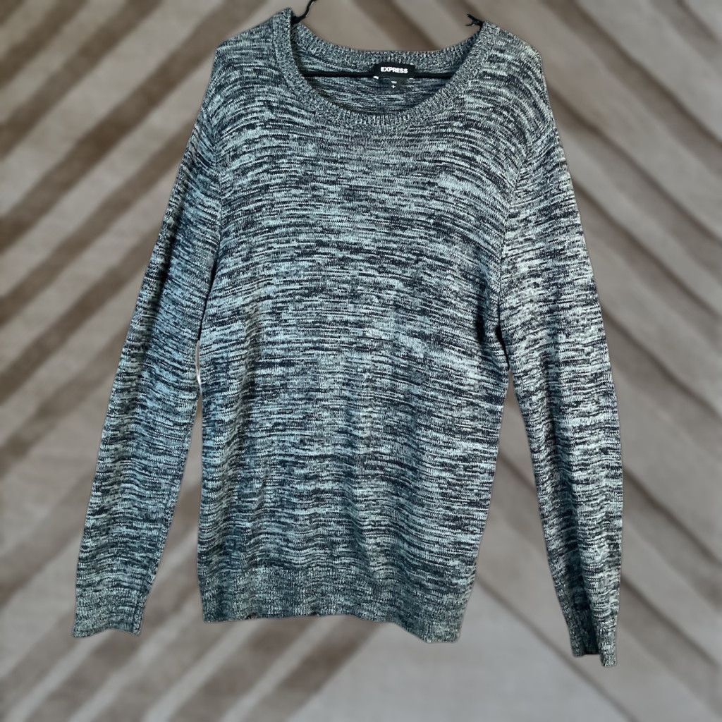 Express Express Womens Sweater Black Marled Knit Crew Neck Pullover Long Sleeve Large Size L / US 10 / IT 46 - 1 Thumbnail