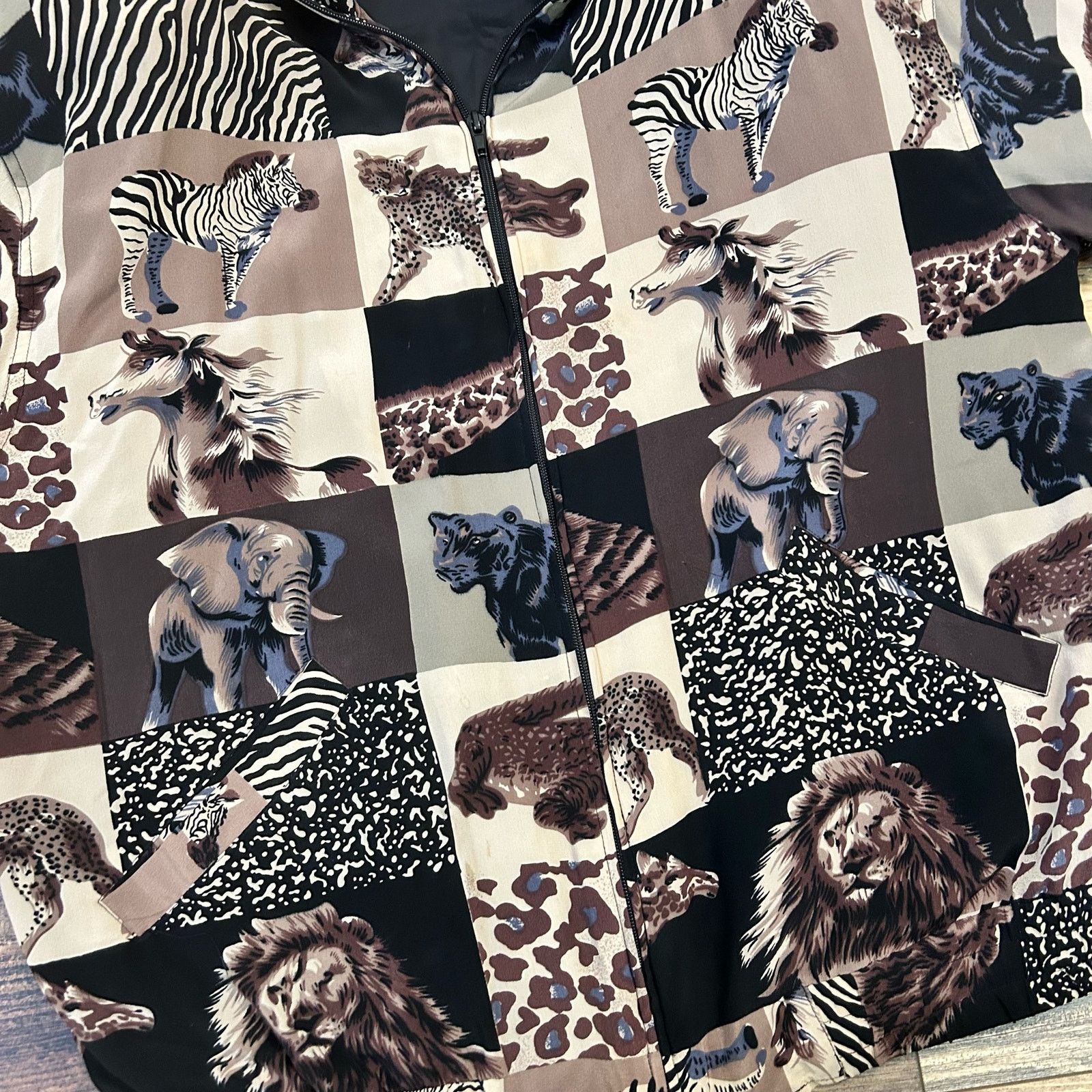 Vintage 90s Vintage Bomber Jacket Animal Print Patchwork Silk Large Size L / US 10 / IT 46 - 5 Thumbnail
