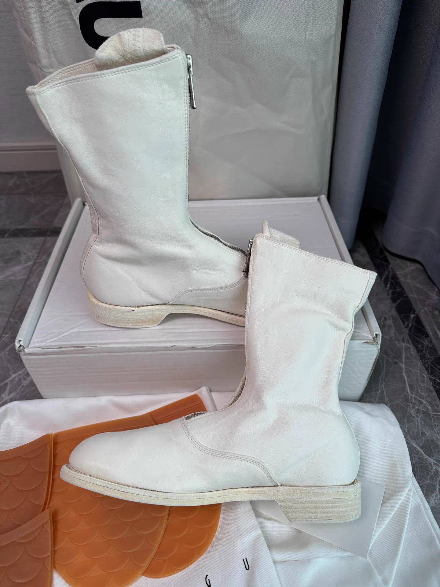 Guidi Guidi 310 Pure White Front-Zip Ankle Boots K6 Size US 6 / IT 36 - 5 Thumbnail