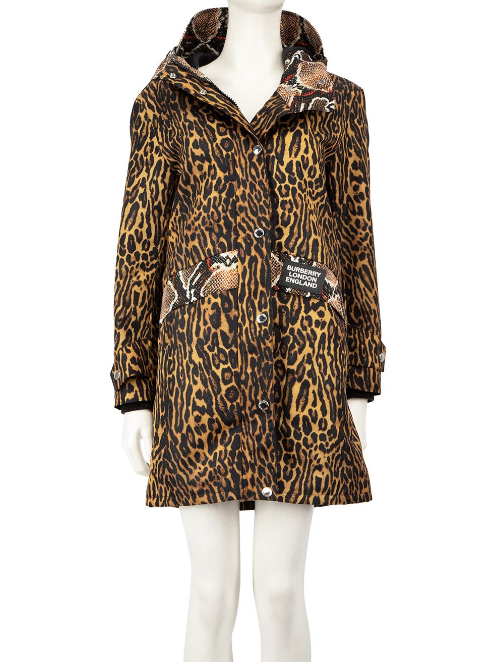 image of Burberry Brown Leopard Print Cramond Parka, Women's (Size XS)