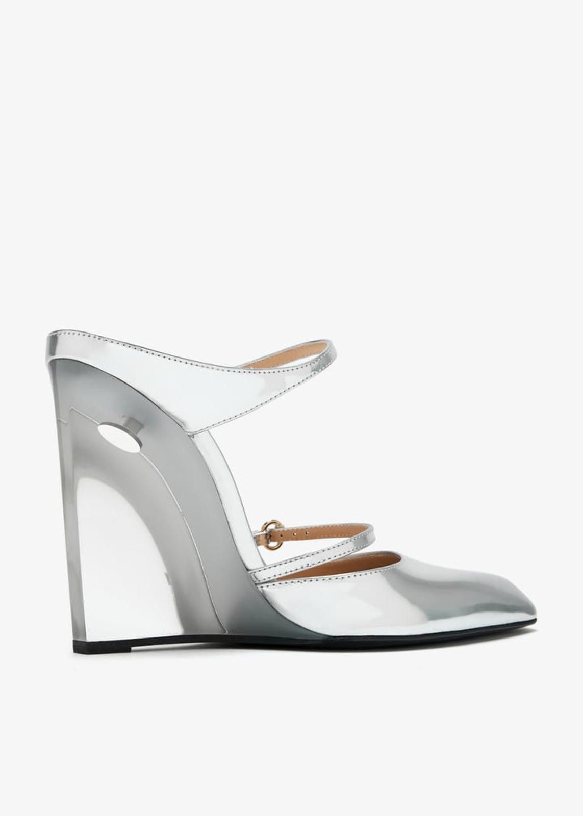 Gucci Gucci Logo Leather Wedge Mules SIZE 39 Size US 10 / IT 40 - 2 Thumbnail