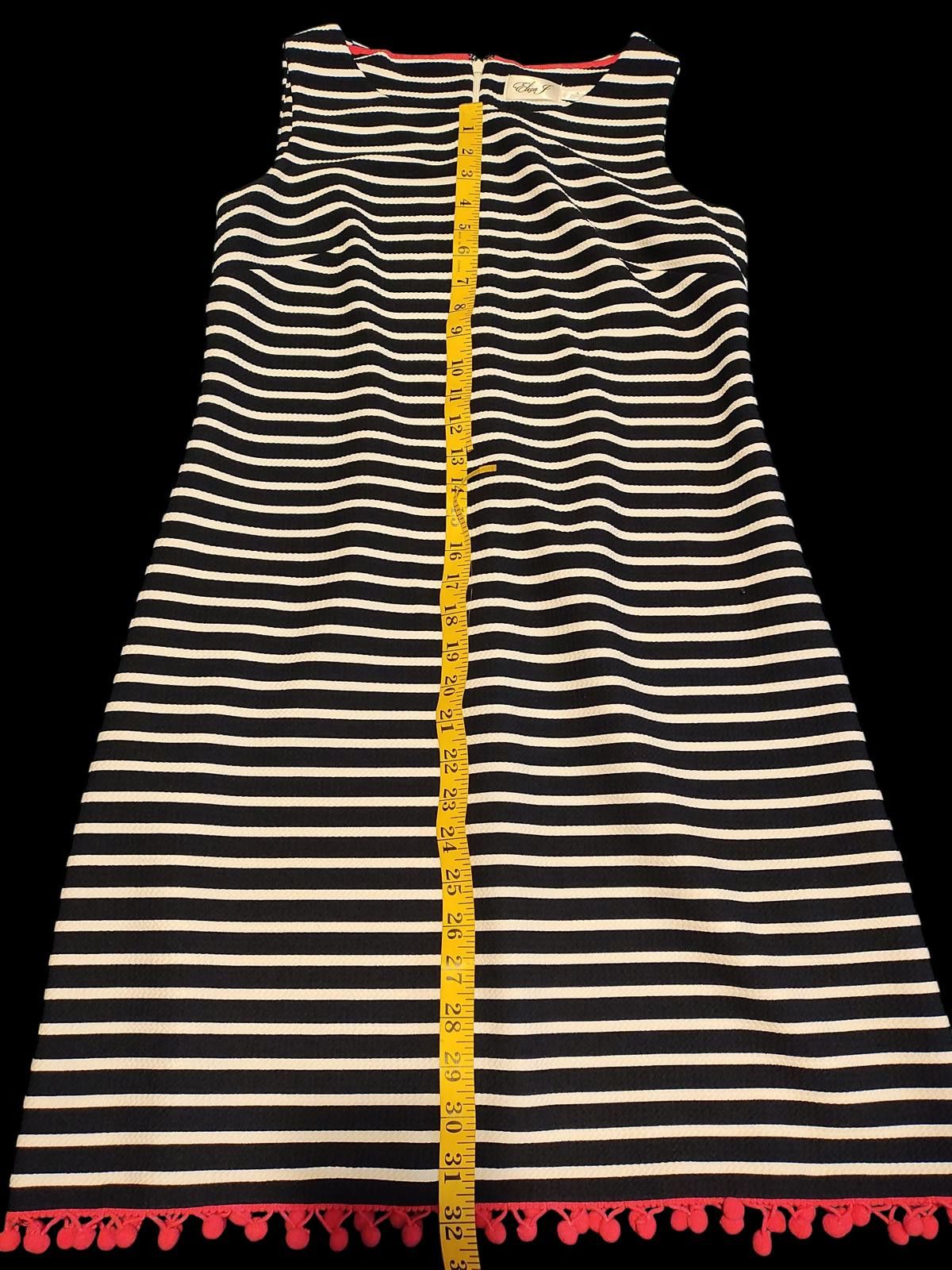 Other Eliza J Striped Sleeveless Casual Dress with Pom Pom Trim Size M / US 6-8 / IT 42-44 - 9 Thumbnail