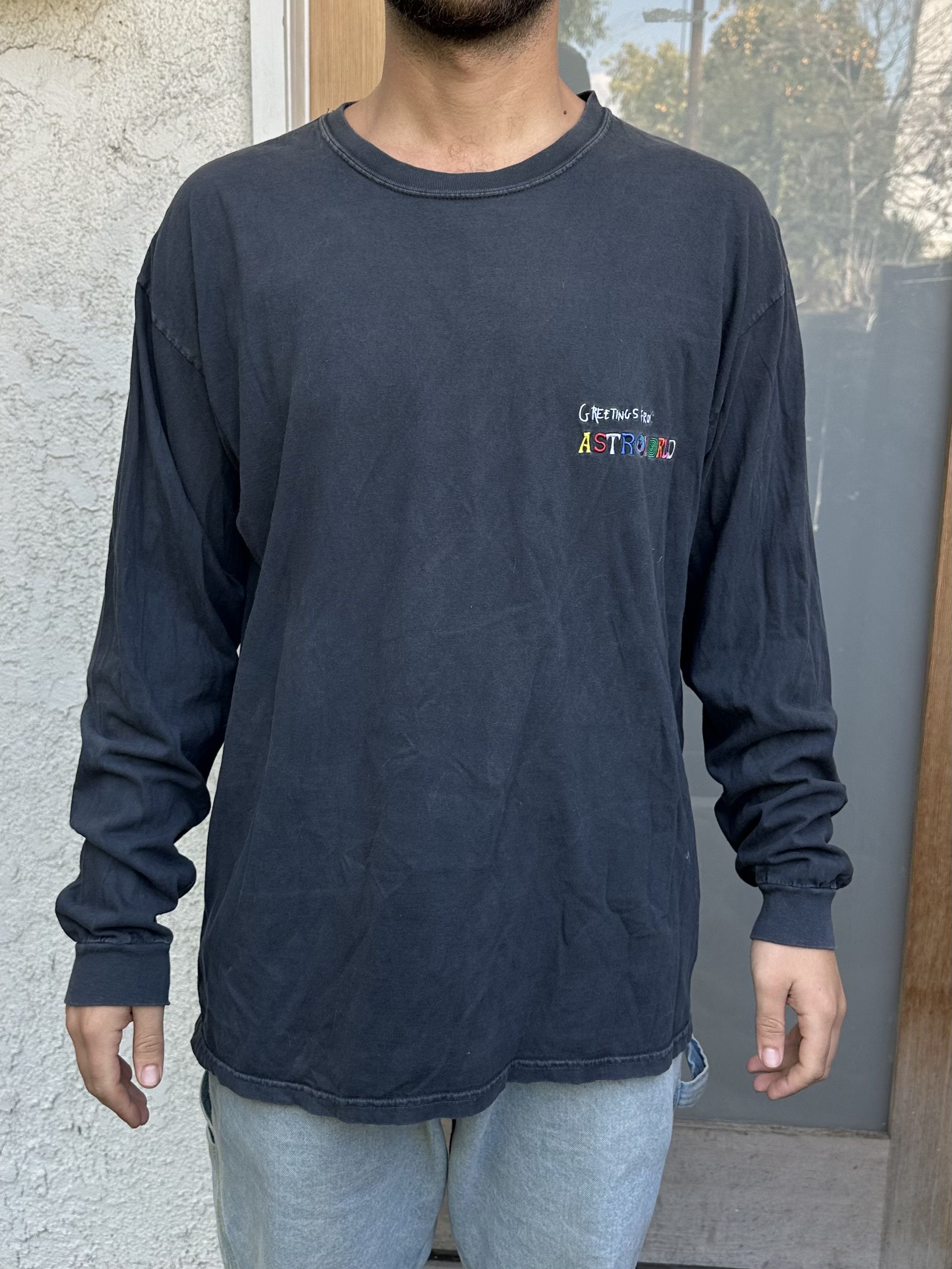 image of Travis Scott Astroworld Merch Long Sleeve T-Shirt in Black, Men's (Size Large)