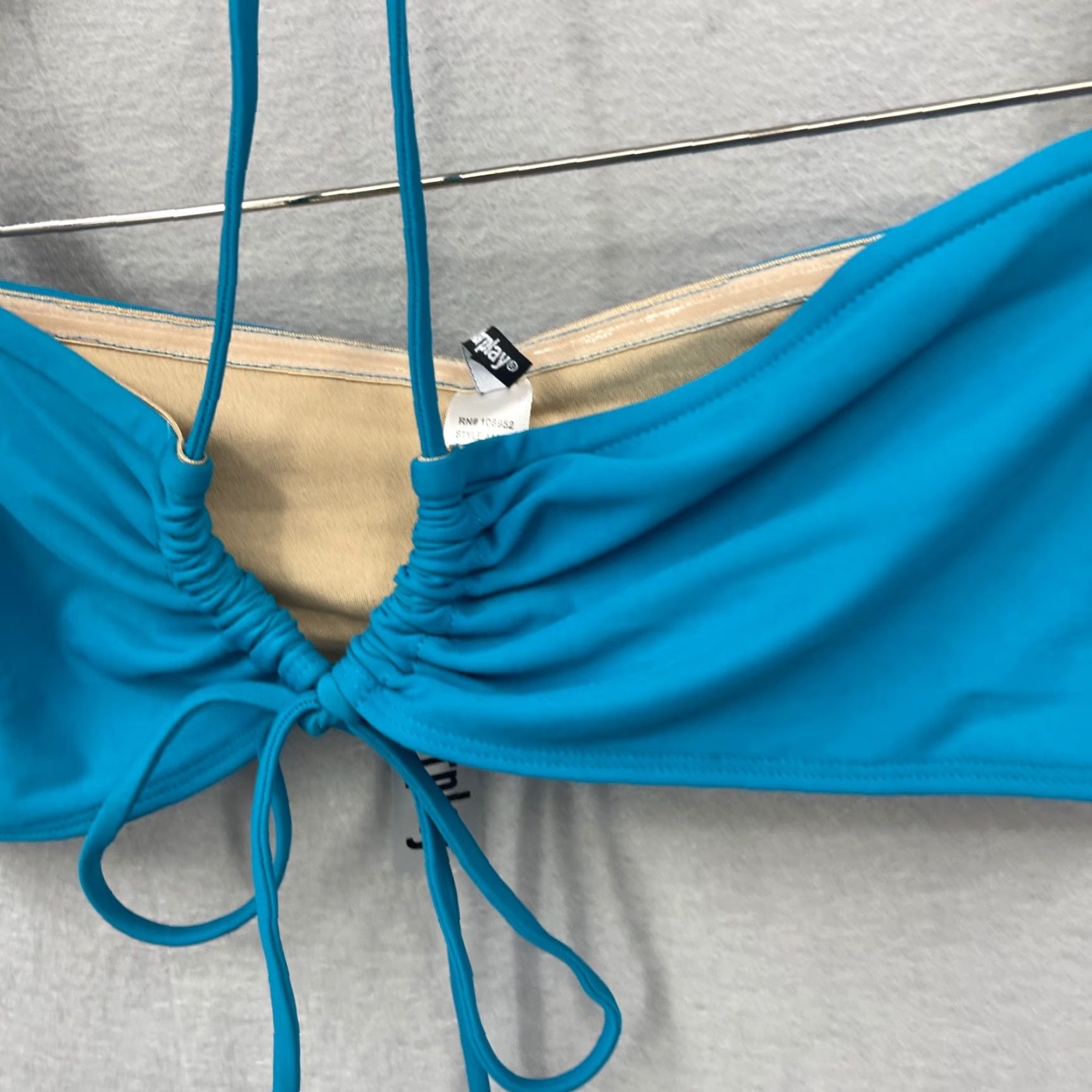 Vintage Forplay Bikini Top Women L Halter Blue Teal Adjustable Strappy 2-4 2pc Swimsuit Top boho Y2K Patriotic Beach Mens Womens Size L / US 10 / IT 46 - 6 Thumbnail