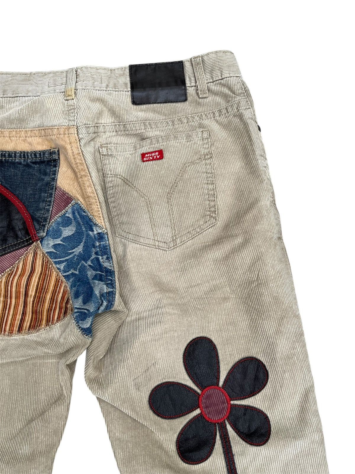 Seditionaries MISS SIXTY Patchwork Corduroy Flare Jeans Size 26" / US 2 / IT 38 - 9 Thumbnail