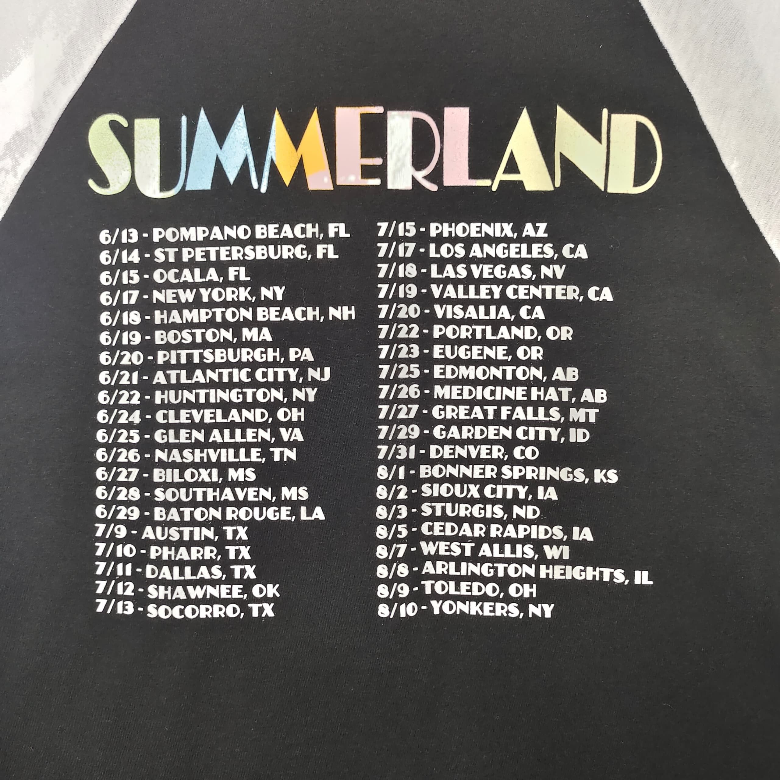 Band Tees SUMMERLAND TOUR 2012 RAGLAN T SHIRT Size US L / EU 52-54 / 3 - 4 Thumbnail