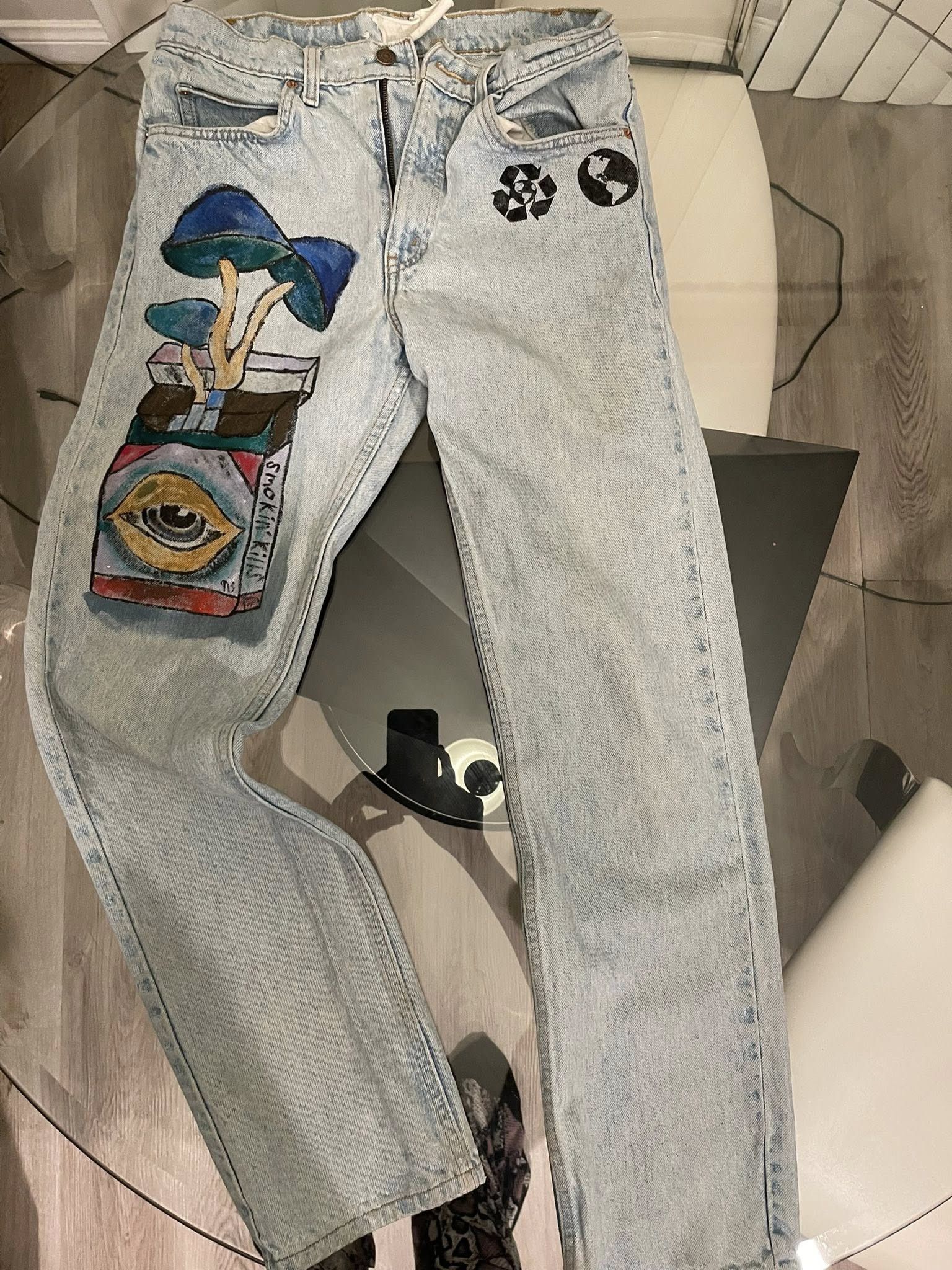 Levi's Levi's 505 Denim Jeans with Hand Painted Design Size US 34 / EU 50 - 1 Thumbnail