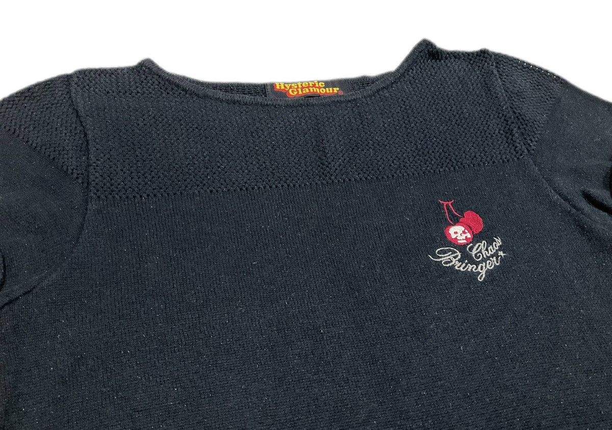 Hysteric Glamour × If Six Was Nine × Japanese Brand 🔥Y2K Archived Hysteric Glamour Skull Cross Frayed Knit Tee Size US XS / EU 42 / 0 - 4 Thumbnail