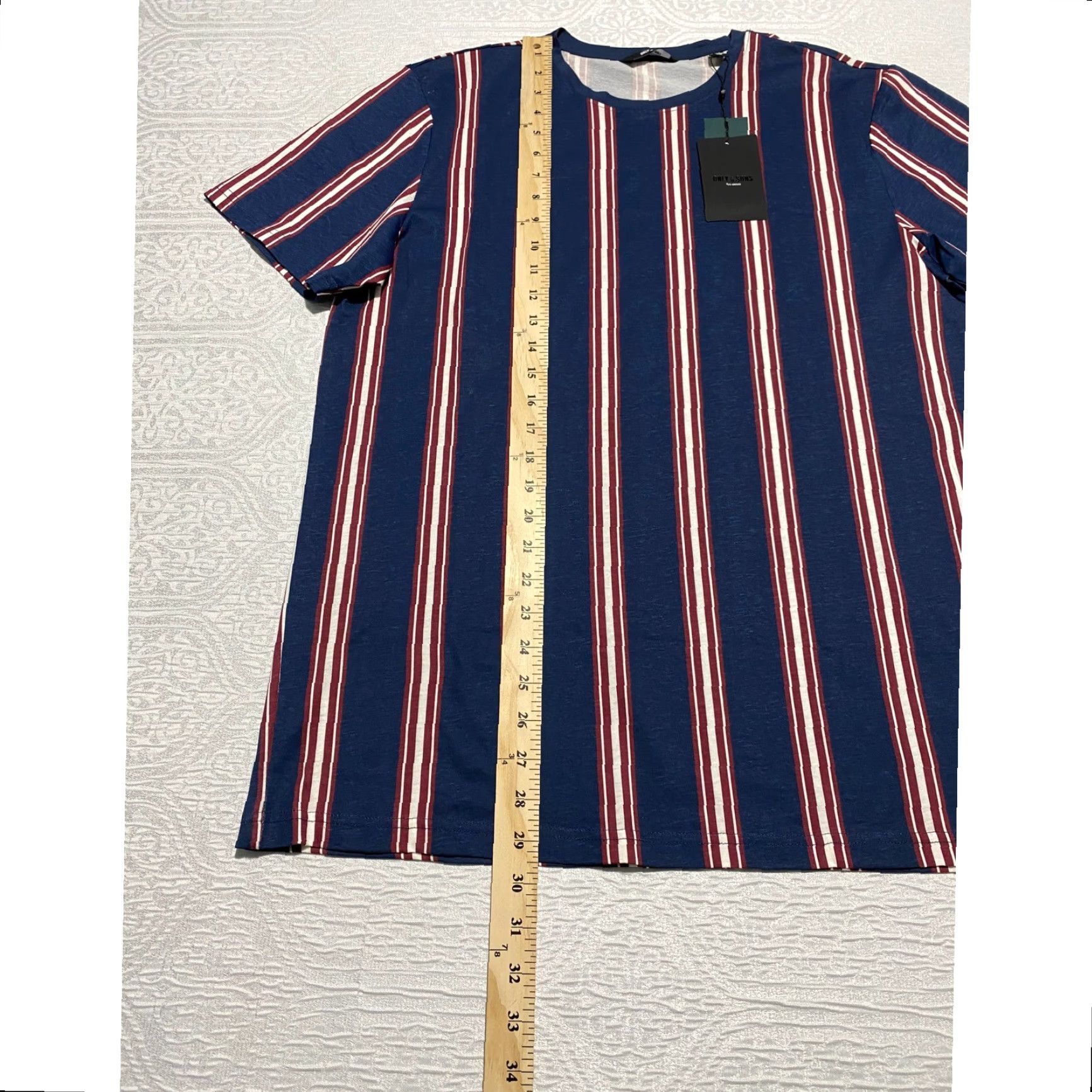 ONLY & SONS ONLY & SONS T-Shirt Mens L Blue Striped Short Sleeve Casual Top Crew Neck Cotton Regular Fit Size US L / EU 52-54 / 3 - 5 Thumbnail