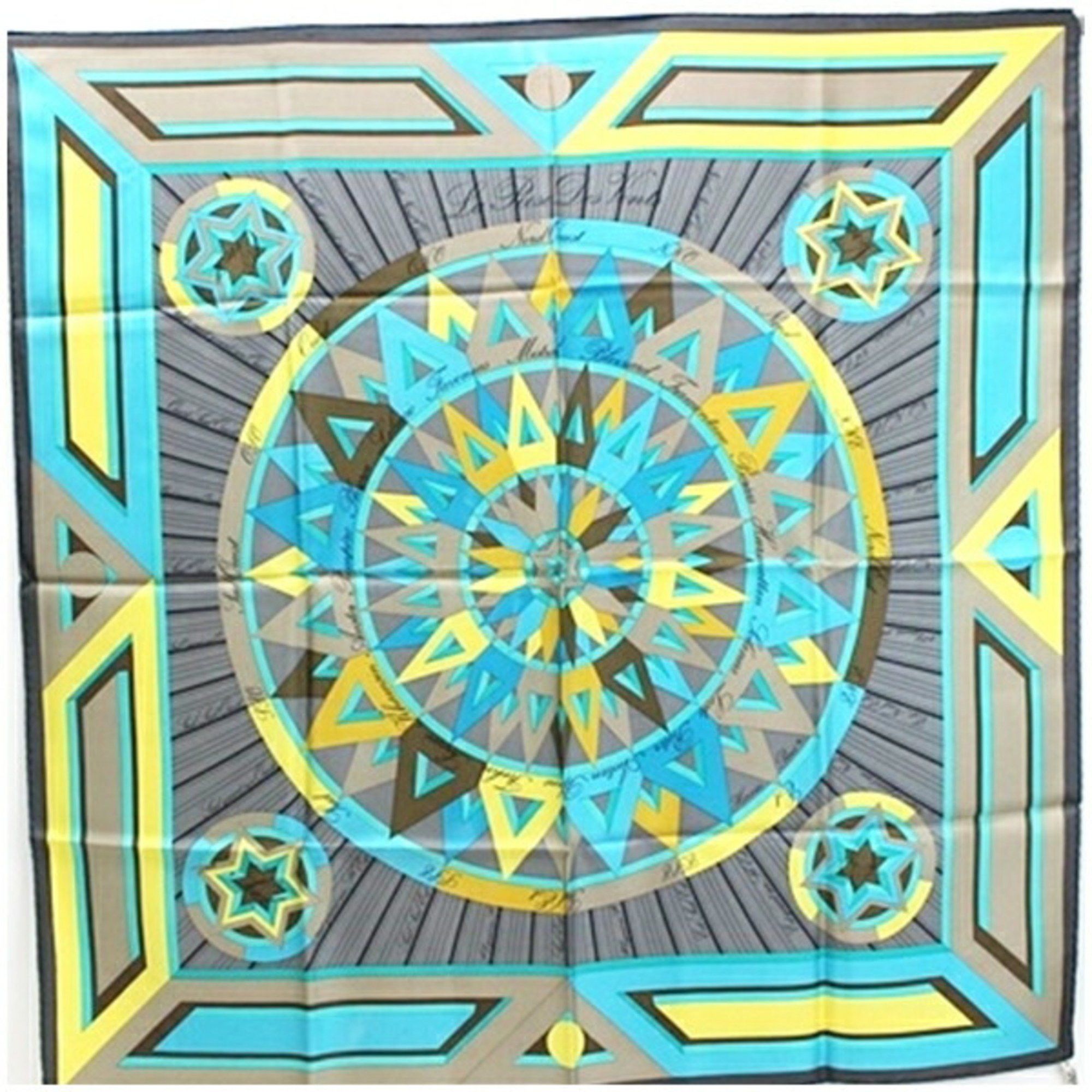 image of Hermes Silk Scarf Muffler Carre90 Multicolor La Rose Des Vents Compass Rose Hermes Ladies, Women's