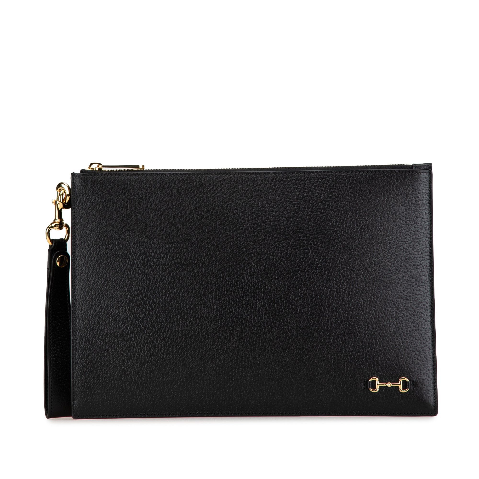 Gucci Gucci Leather Horsebit 1955 Zip Clutch Black Size ONE SIZE - 1 Thumbnail