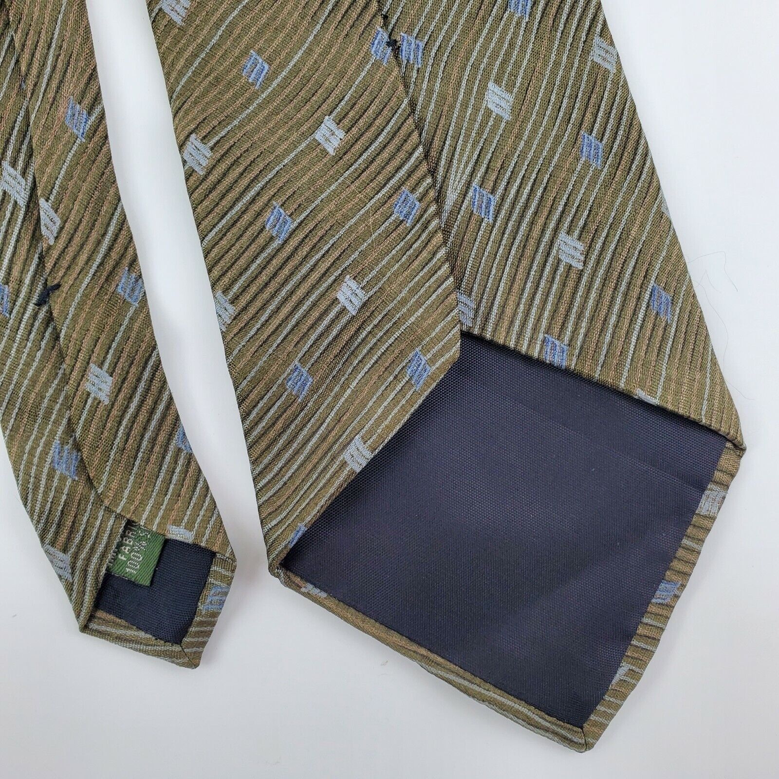 Dockers Dockers Khakis Silk Tie Green Geometric Wavy Wide Size ONE SIZE - 5 Thumbnail