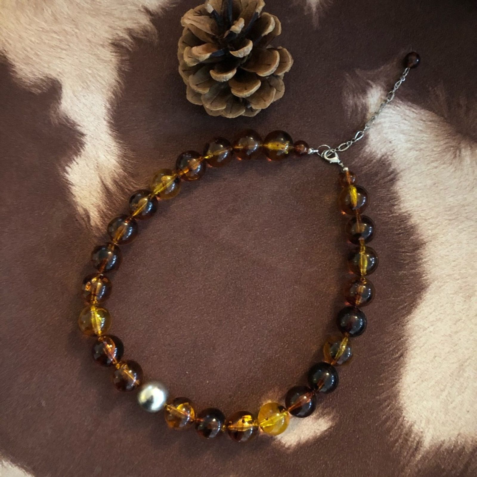 Jewelry Chunky faux amber marble bead statement necklace Size ONE SIZE - 1 Thumbnail