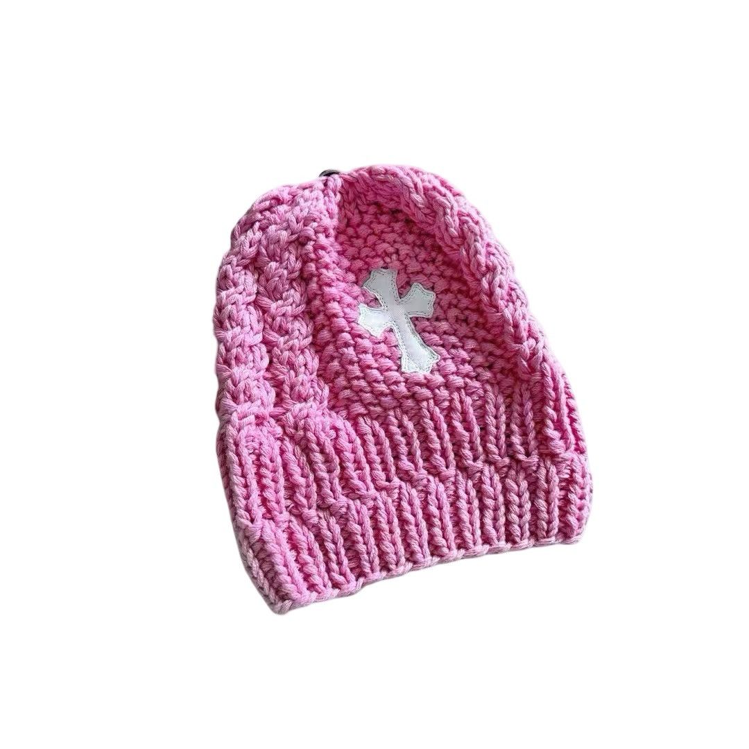 Chrome Hearts White cross patch pink cashmere beanie Size ONE SIZE - 1 Thumbnail