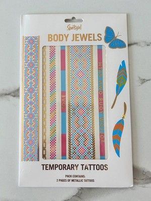 Other RRP $21.95 BNWT metallic body jewels temporary tattoos Size ONE SIZE - 1 Preview