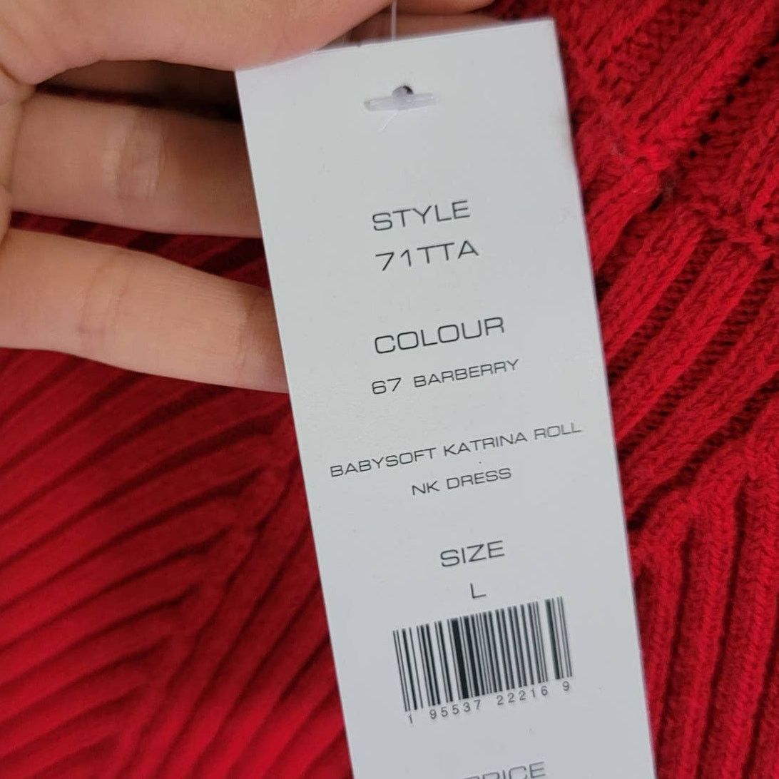 French Connection Red Ribbed Knit Turtleneck Sweater Dress Size Large Size L / US 10 / IT 46 - 11 Thumbnail