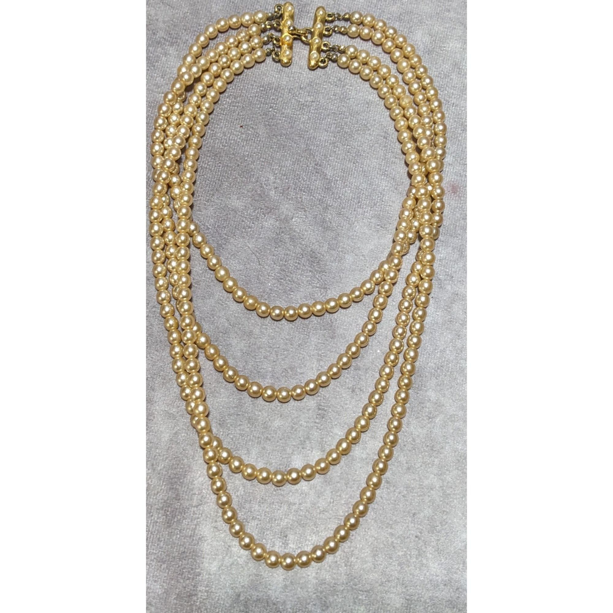 Other Vintage Gold Faux Pearl Multilayer Necklace Size ONE SIZE - 10 Thumbnail