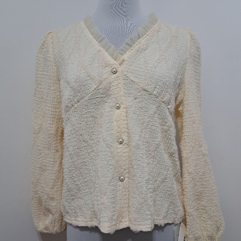 Other J. ING Korean Style Lace Trim V Neck Button Front Blouse Sma Size M / US 6-8 / IT 42-44 - 12 Thumbnail