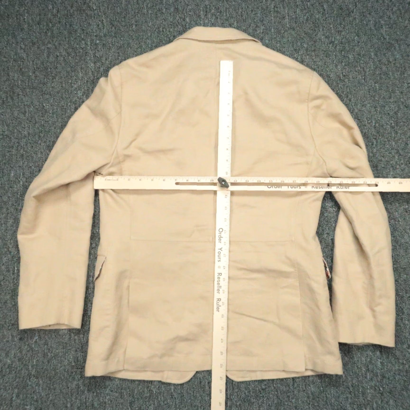 Banana Republic Banana Republic Blazer Men 40R Khaki Tan Cotton Linen Slim Fit Single-Breasted 2 Button Notch 40 in Chest Regular Vintage: No Womens Mens Girls etc Size 40R - 7 Thumbnail