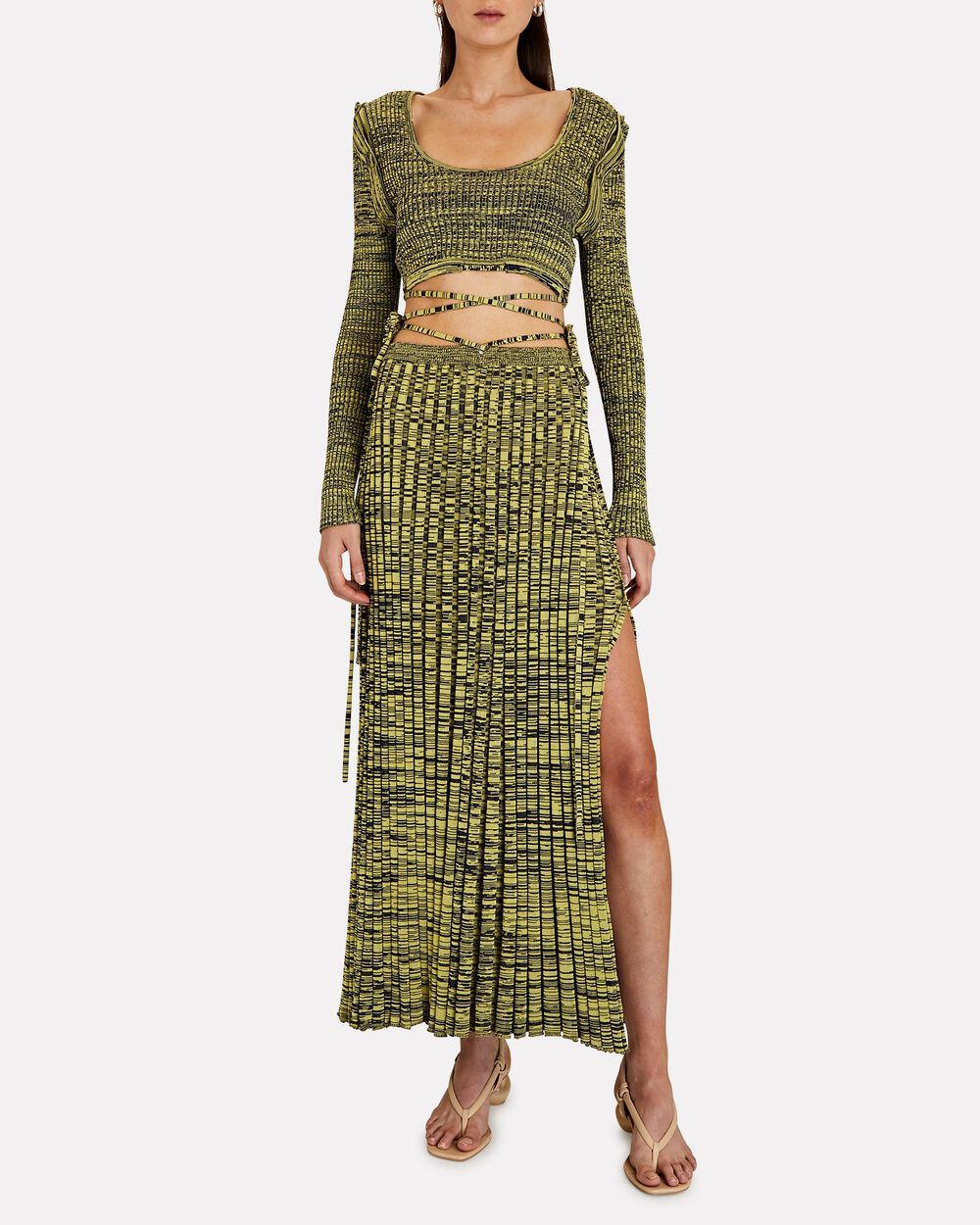Christopher Esber o1mle1224 Deconstruct Long Sleeve Knit CropTop Miltary Green Size L / US 10 / IT 46 - 2 Thumbnail