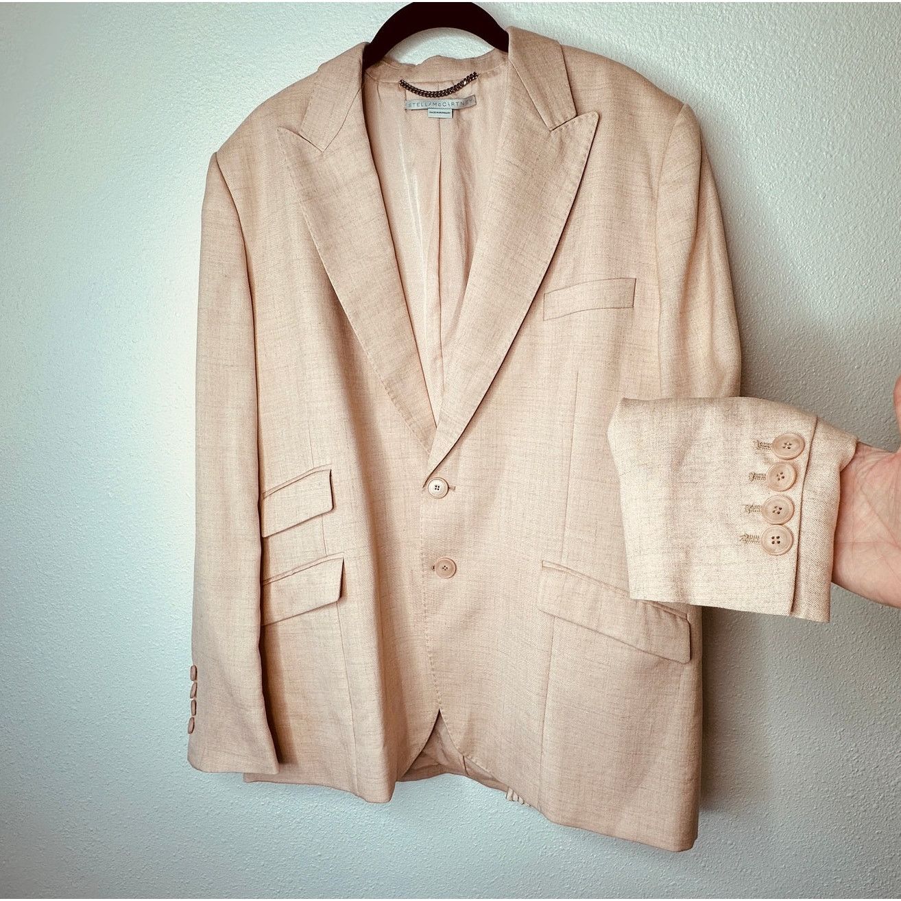 Stella McCartney Stella McCartney Peach Front Button Viscose Linen Blazer 42 Size XL / US 12-14 / IT 48-50 - 4 Thumbnail