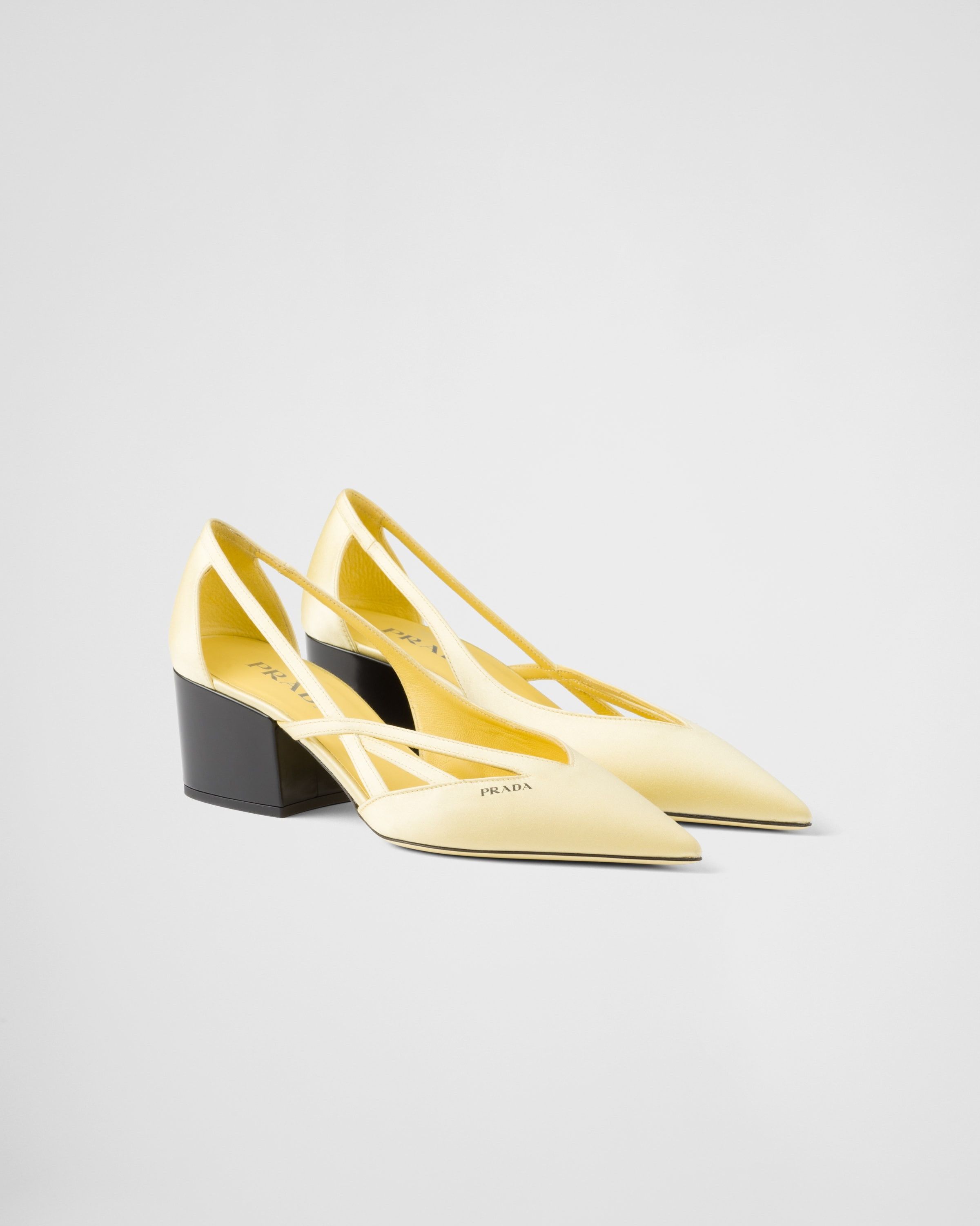 Prada os11x0126 Satin Cut-Out Pumps in Yellow Size US 9 / IT 39 - 2 Thumbnail