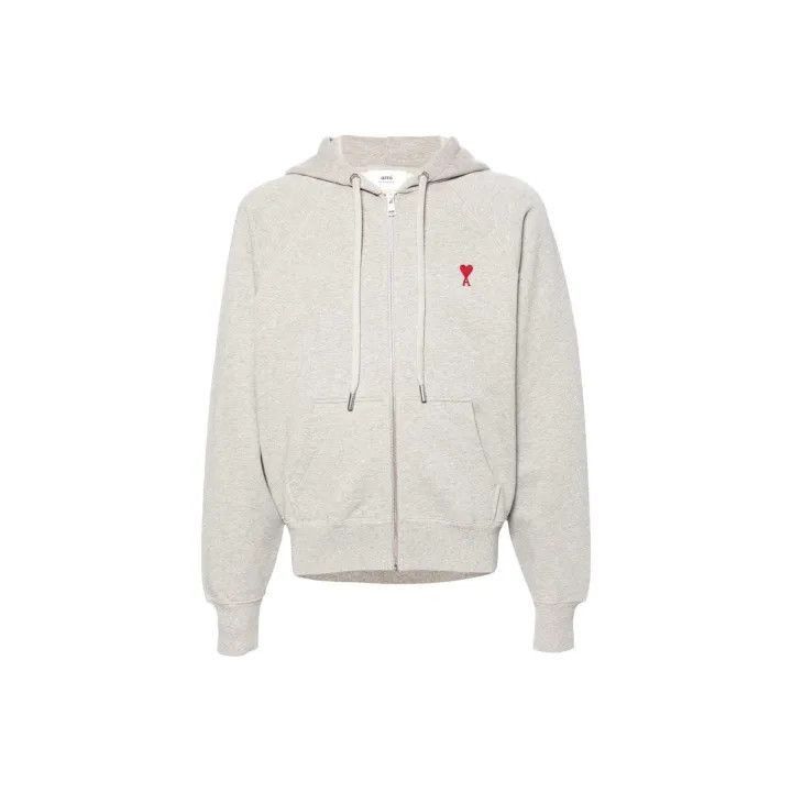 AMIPARIS Heart Logo Embroidered Zip-Up Hoodie -2507