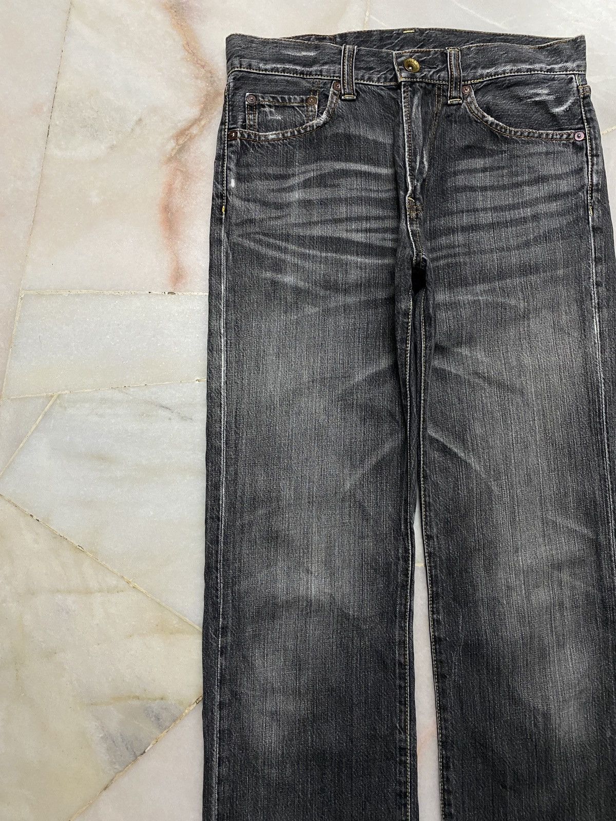 If Six Was Nine × Japanese Brand 💥Baggy 90s Uniqlo S002 Mudwash Faded Distress thrashed Jean Size US 29 - 4 Thumbnail